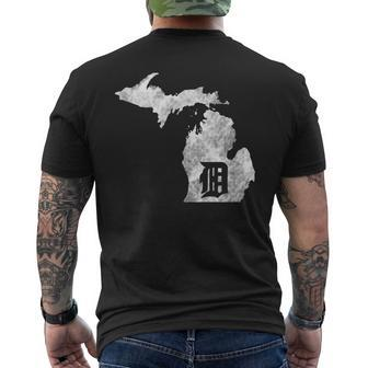Detroit Michigan Motor City Midwest D Mitten Men's T-shirt Back Print - Monsterry