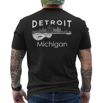 Detroit Souvenir Michigan Music Electric Guitar Men's T-shirt Back Print - Monsterry