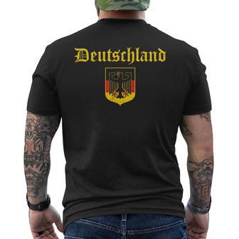 Deutschland Germany Flag Coat Of Arms Eagle Banner Vintage Men's T-shirt Back Print - Monsterry AU