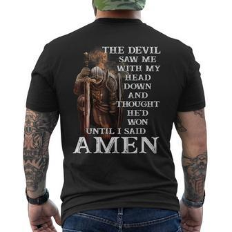 The Devil Saw Me With My Head Down And Thought He'd Won Men's T-shirt Back Print - Thegiftio UK