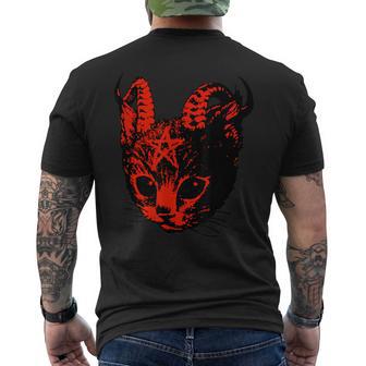 Devil's Satan Demons Kitten Pentagram Cat T-Shirt mit Rückendruck - Seseable