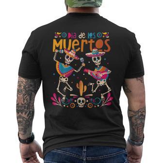 Dia De Los Muertos Day Of The Dead Mexican Skeleton Dancing Men's T-shirt Back Print - Monsterry CA