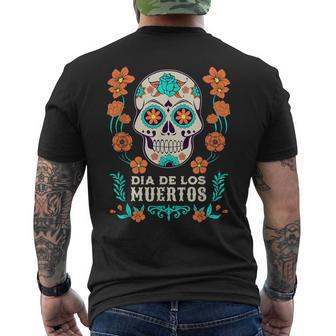 Dia De Los Muertos Mexico Sugar Skull Black S T-Shirt mit Rückendruck - Seseable