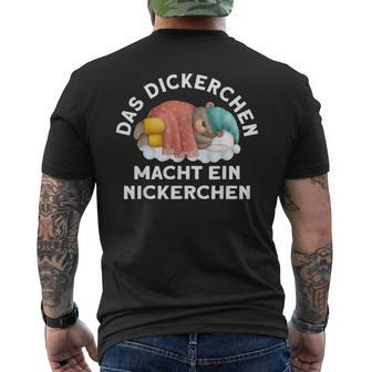 The Dickerchen Macht Ein Naperchen Bear Pyjamas Black T-Shirt mit Rückendruck - Seseable