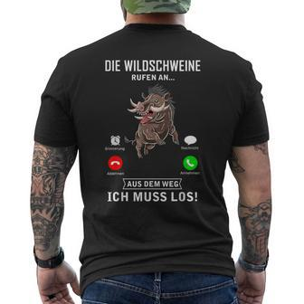 Die Wild Boars Call Heil Hunter Weidmannsheil Hunt T-Shirt mit Rückendruck - Seseable