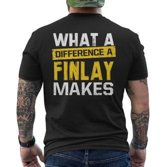What A Difference A Finlay Makes Name Finlay Men's T-shirt Back Print - Seseable