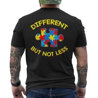 Different But Not Less Autism Awareness Puzzle Men's T-shirt Back Print - Monsterry AU