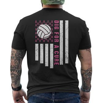 Dig For A Cure Breast Cancer Awareness Volleyball Pink Out Men's T-shirt Back Print - Seseable
