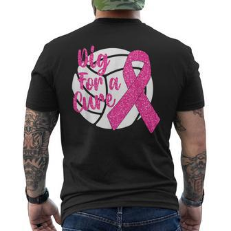 Dig For A Cure Breast Cancer Awareness Volleyball Pink Out Men's T-shirt Back Print - Monsterry CA