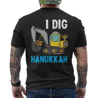 I Dig Hanukkah Excavator Construction Toddler Hanukkah Boys Men's T-shirt Back Print - Thegiftio UK