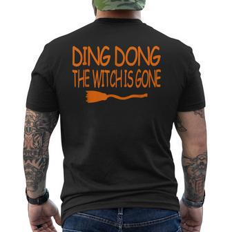 Ding Dong The Witch Is Gone Halloween Day W Witch Broom Mens Back Print T-shirt - Thegiftio UK