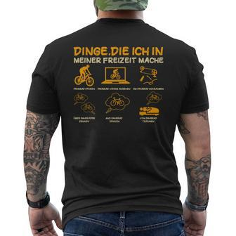 Dinge Die Ich In Meiner Freizeit Mache Bicycle Cyclist Black T-Shirt mit Rückendruck - Seseable