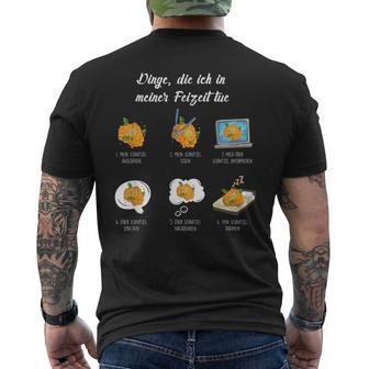 Dinge Die Ich In Meiner Freizeit Tue German Language Black T-Shirt mit Rückendruck - Seseable