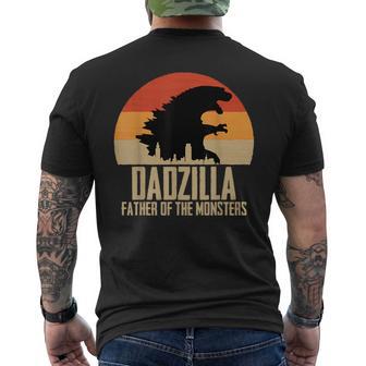 Dinosaur Dad Monsters Father's Day Dadzilla Dino Sunset Men's T-shirt Back Print - Monsterry AU