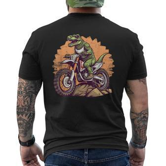 Dinosaur On Dirt Bike T-Rex Motorcycle Riding Men's T-shirt Back Print - Monsterry UK