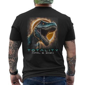 Dinosaur T-Rex Totality April 8 2024 Total Solar Eclipse Men's T-shirt Back Print | Mazezy DE