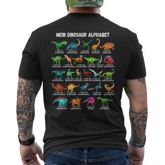 Dinosaur Types Alphabet A-Z Dino Abc T-Rex Dinosaur Black T-Shirt mit Rückendruck - Seseable