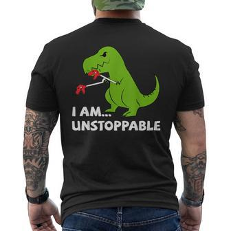 Dinosaur I Am Unstoppable T-Rex Men's T-shirt Back Print - Monsterry