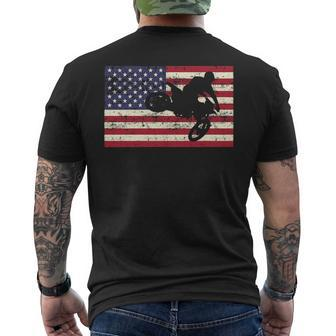 Dirt Bike American Flag Motocross Enduro Men's T-shirt Back Print | Mazezy
