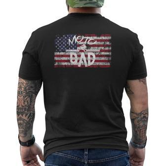Dirt Bike Racing American Flag Moto Dad Mens Back Print T-shirt | Mazezy
