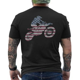 Dirt Bike Rider Vintage American Flag Love Racing Motorcycle Men's T-shirt Back Print - Monsterry DE