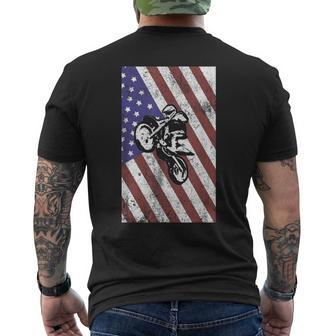 Dirt Bike Tilted Us Flag Motocross Motorcycle Racing Men's T-shirt Back Print - Thegiftio UK
