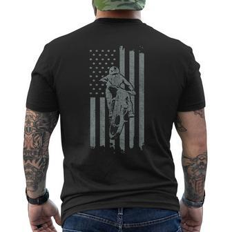 Dirt Bike Us Flag Vintage Motocross Biker American Flag Men's T-shirt Back Print | Mazezy DE