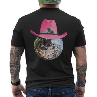 Disco Ball Wearing Pink Cowboy Hat Club Retro Mens Back Print T-shirt - Thegiftio UK
