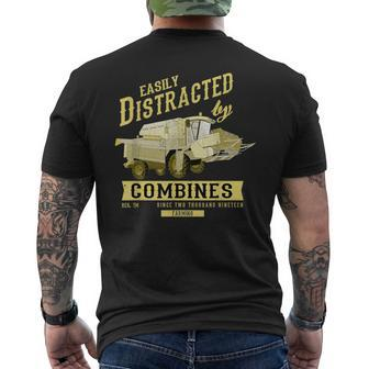 Distracted By Combine Harvester Idea For Farmer Men's T-shirt Back Print - Monsterry AU