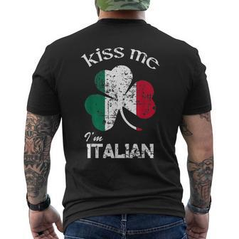 Distress Kiss Me I'm Italian St Patrick's Day Costume Men's T-shirt Back Print - Monsterry AU