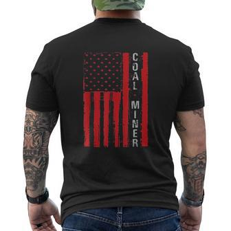 Distressed American Flag Coal Miner Mining Proud Men Mens Back Print T-shirt - Thegiftio UK