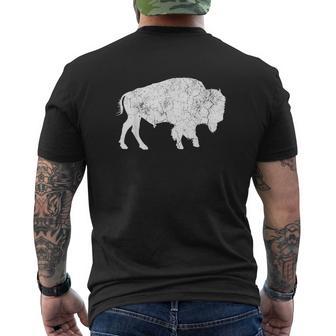 Distressed Buffalo Retro Bison Animal Lover Mens Back Print T-shirt - Thegiftio