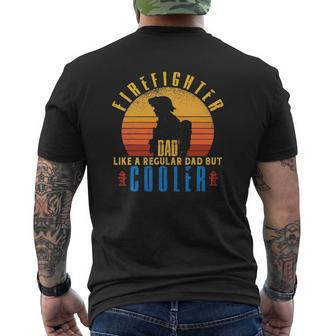 Distressed Firefighter Dad Men Father's Day Fireman Mens Back Print T-shirt | Mazezy