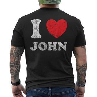 Distressed Grunge Worn Out Style I Love John Men's T-shirt Back Print - Monsterry