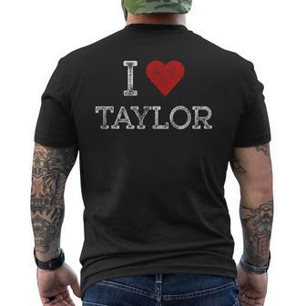 Distressed I Heart Taylor Michigan I Love Taylor Men's T-shirt Back Print - Monsterry