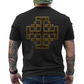 Distressed Jerusalem Cross Knights Templar Men's T-shirt Back Print - Monsterry CA