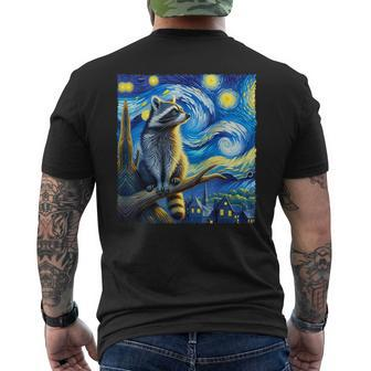 Distressed Raccoon Starry Night Painting Raccoons Van Gogh Men's T-shirt Back Print - Monsterry UK