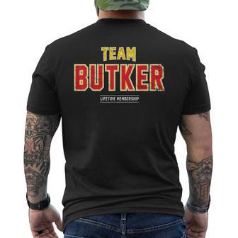Distressed Team Butker Proud Family Last Name Surname Men's T-shirt Back Print - Seseable