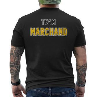Distressed Team Marchand Surname Proud Family Last Name Men's T-shirt Back Print - Seseable