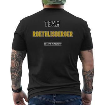 Distressed Team Roethlisberger Proud Family Last Name Surnam Men's T-shirt Back Print - Seseable