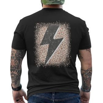 Distressed Thunder Leopard Cheetah Print Lightning Bolt Men's T-shirt Back Print - Monsterry