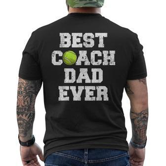 Distressed Vintage Best Tennis Coach Dad Father's Day Men's T-shirt Back Print - Monsterry AU
