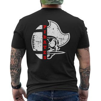 Distressed White Lcp Go Pirates With Football And Patch Men's T-shirt Back Print - Monsterry UK