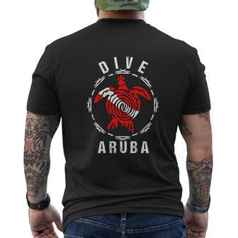 Dive Aruba Vintage Tribal Mens Back Print T-shirt - Seseable