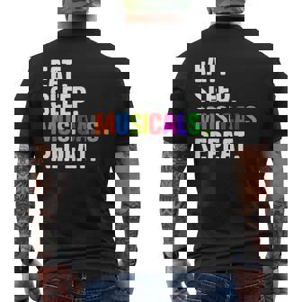 Divertido Eat Sleep Musicals Repeat Camiseta Hombre Estampado Espalda - Regaloses