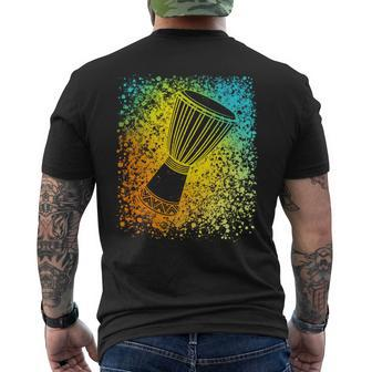 Djembe Drum In Splats For African Drumming Or Reggae Music Men's T-shirt Back Print - Monsterry CA