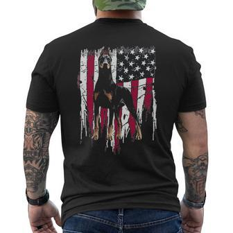 Doberman Pinscher American Flag Usa Awesome Men's T-shirt Back Print | Mazezy