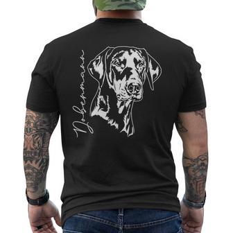 Dobermann Portrait Dog Portrait Dobie Dog T-Shirt mit Rückendruck - Geschenkecke