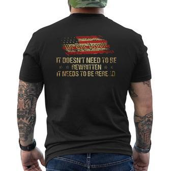 It Doesnt Need To Be Rewritten It Needs To Be Reread Popular Mens Back Print T-shirt - Thegiftio UK