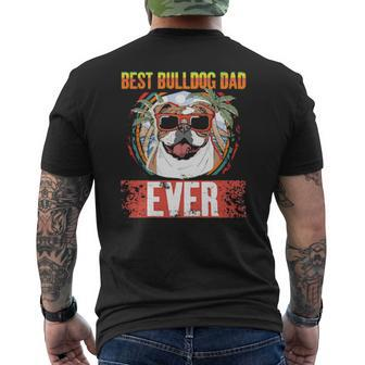 Dog Best Bulldog Dad Ever Retro Vintage Fathers Day 136 Paws Mens Back Print T-shirt | Mazezy